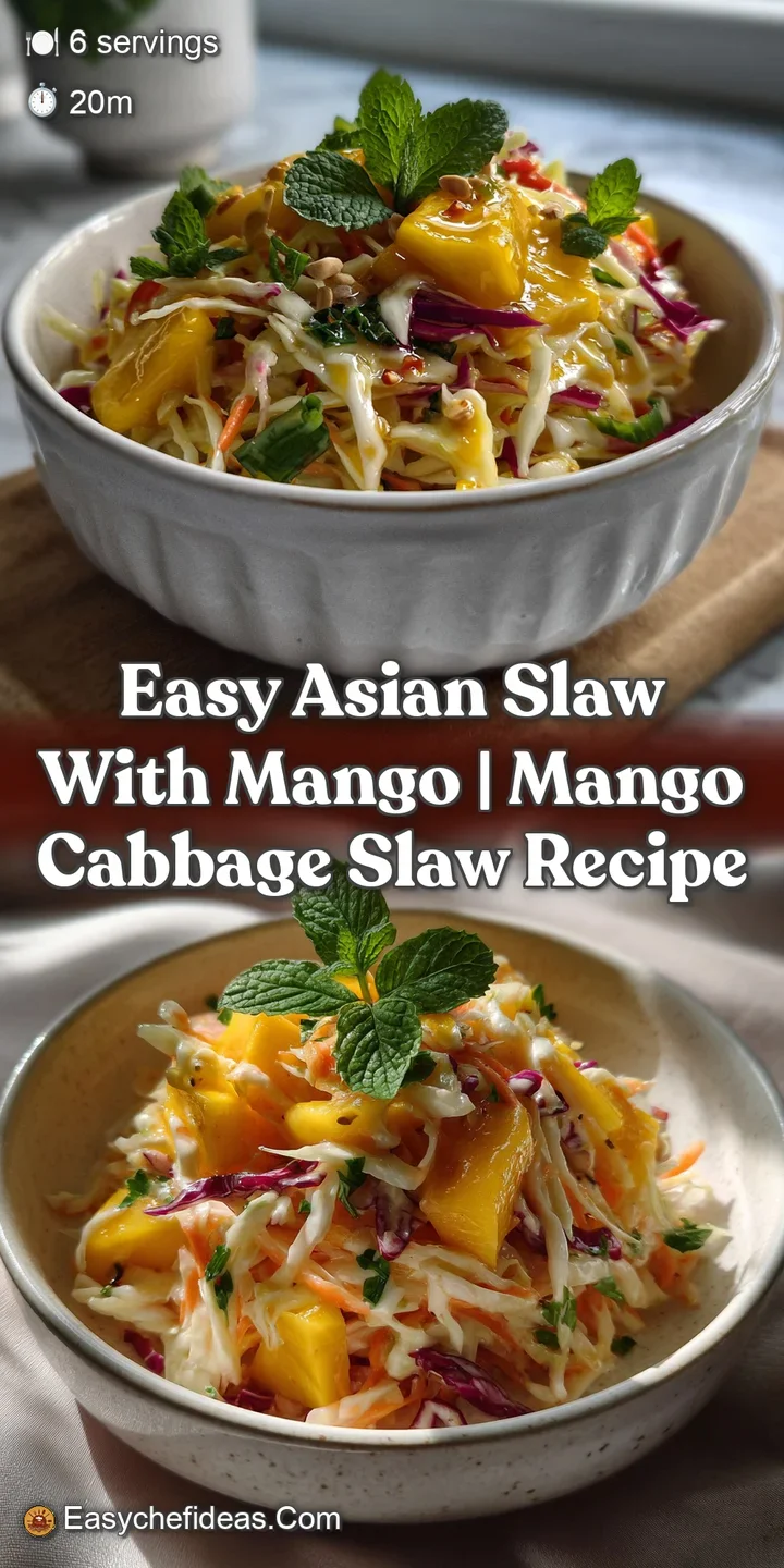 Easy Asian Slaw with Mango | Mango Cabbage Slaw Recipe