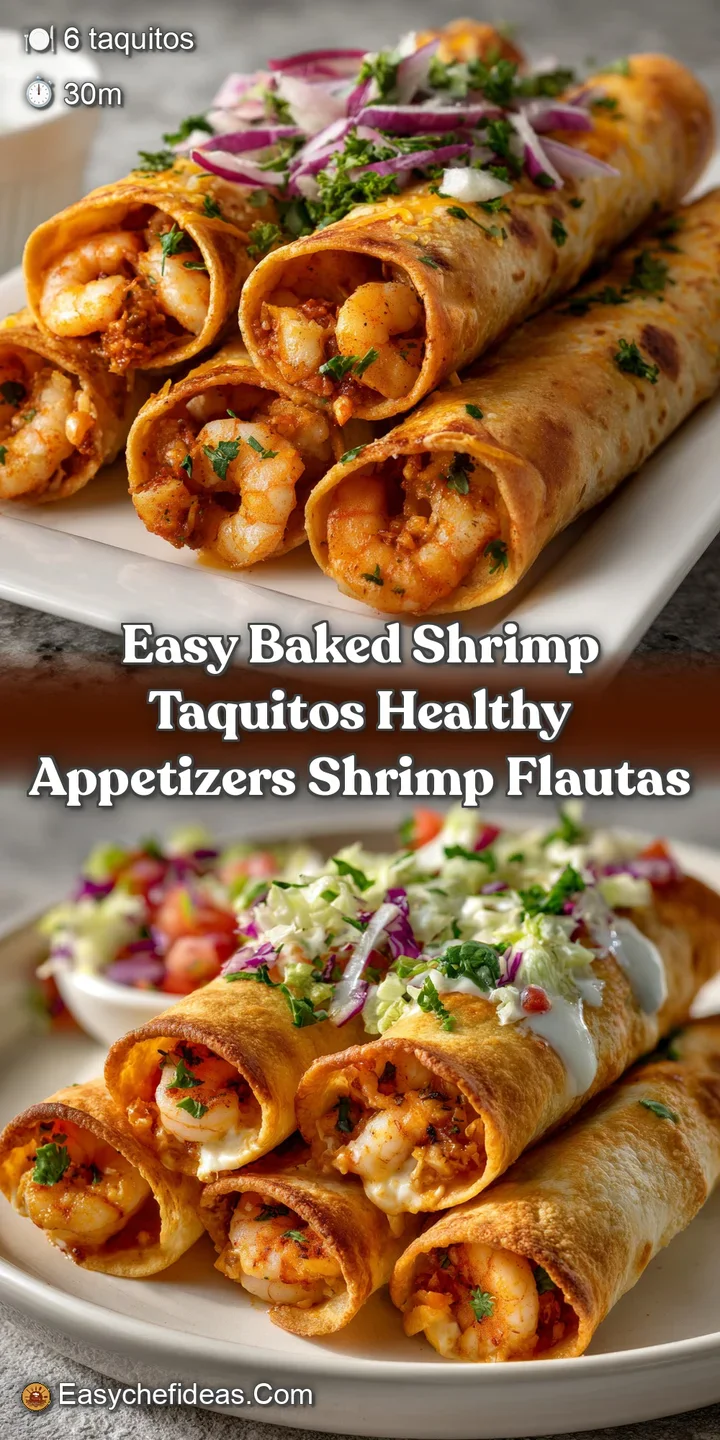 Easy Baked Shrimp Taquitos Healthy Appetizers Shrimp Flautas