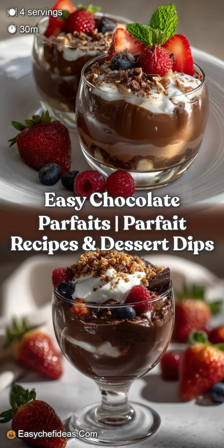 Dark chocolate mousse layered with swirls of whipped cream, garnished with shaved chocolate curls. A decadent treat.