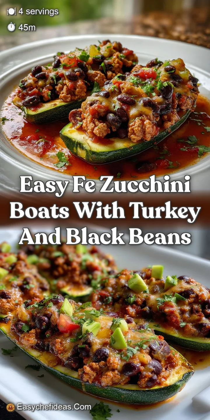 Easy Fe Zucchini Boats with Turkey and Black Beans