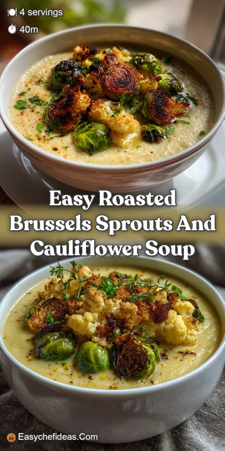 Easy Roasted Brussels Sprouts and Cauliflower Soup