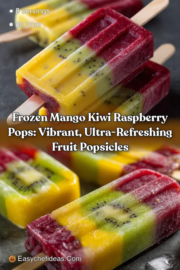 Frozen Mango Kiwi Raspberry Pops: Vibrant Ultra-Refreshing Fruit Popsicles