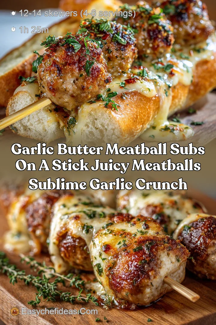Garlic Butter Meatball Subs on a Stick Juicy Meatballs Sublime Garlic Crunch