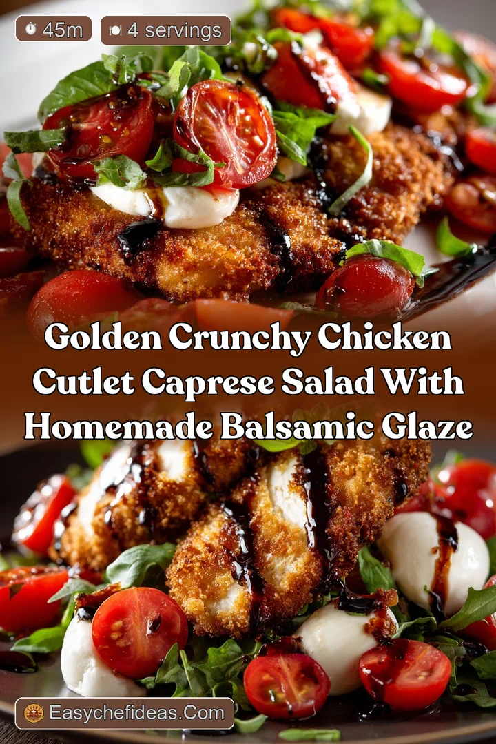 Golden Crunchy Chicken Cutlet Caprese Salad with Homemade Balsamic Glaze