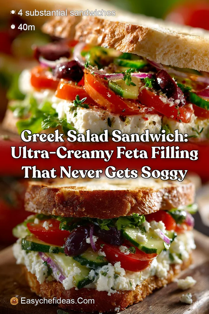 Greek Salad Sandwich: Ultra-Creamy Feta Filling That Never Gets Soggy