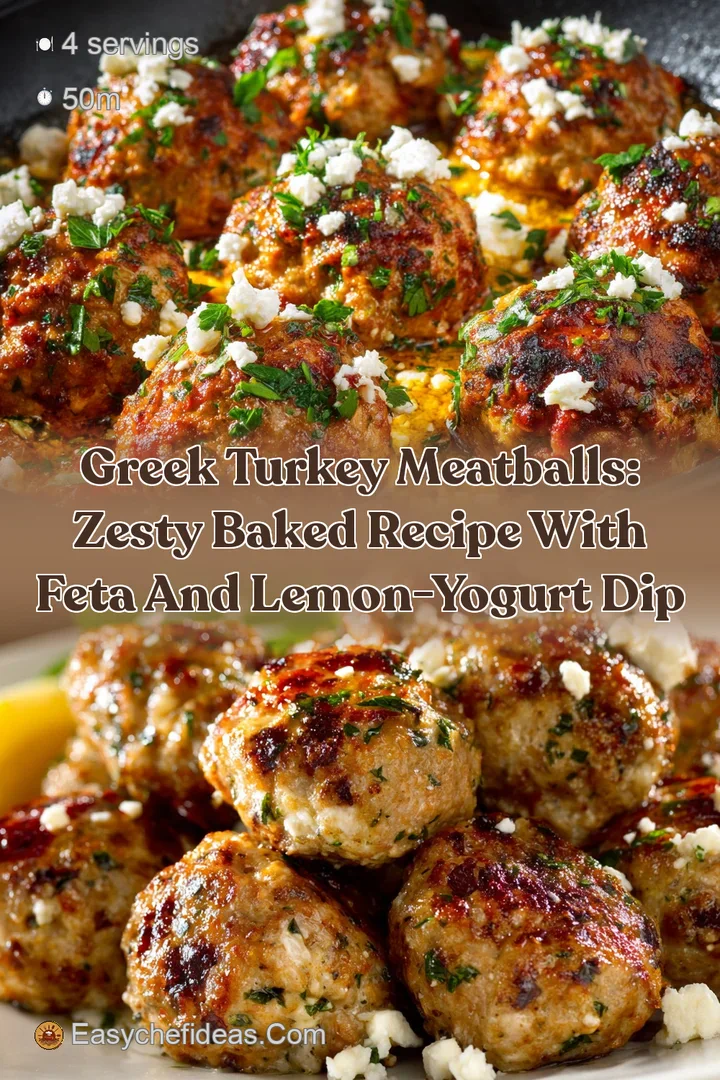 Greek Turkey Meatballs: Zesty Baked Recipe with Feta and Lemon-Yogurt Dip