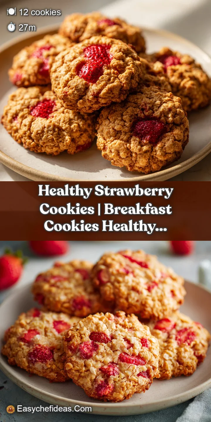 Macro shot of a tender pink cookie, highlighting the moist crumb and glistening bits of real strawberries inside.