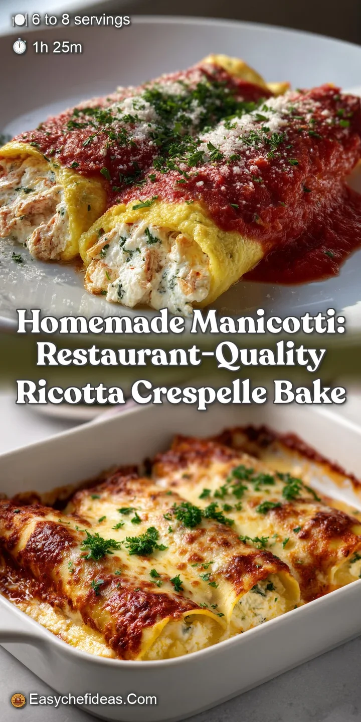 Homemade Manicotti: Restaurant-Quality Ricotta Crespelle Bake