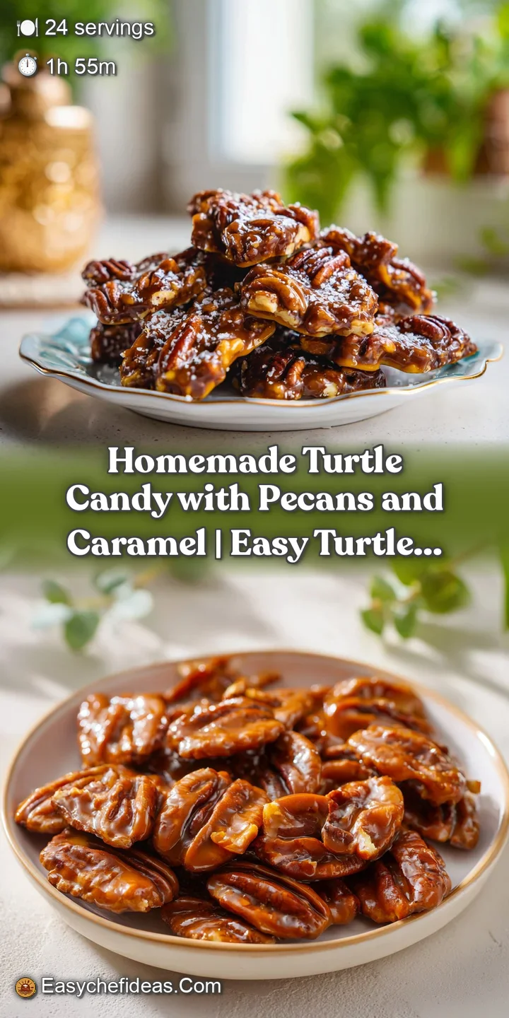 A close-up reveals a rich, molten chocolate topping coating chewy, golden caramel with crunchy pecan pieces.