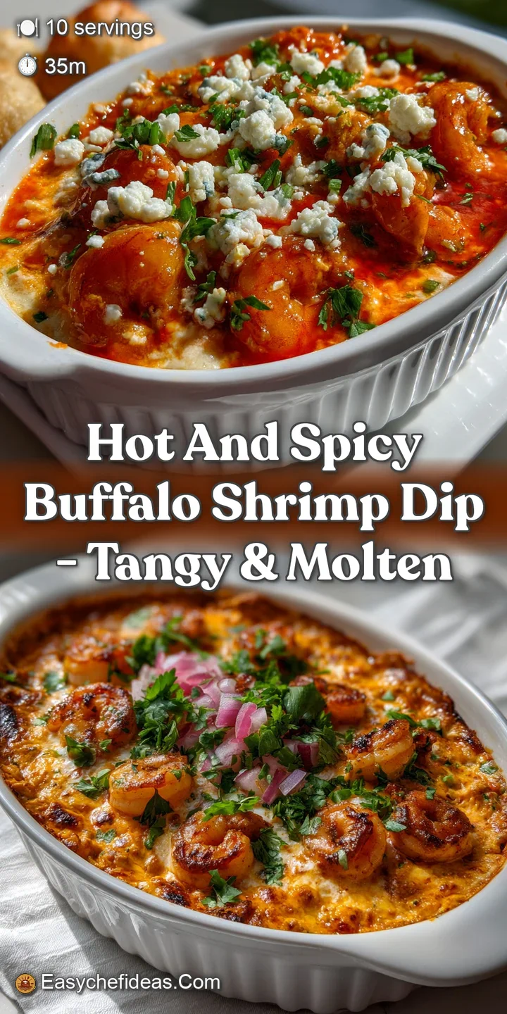 Creamy, orange dip with bubbly cheese, sprinkled with green herbs and surrounded by crispy, golden brown shrimp.