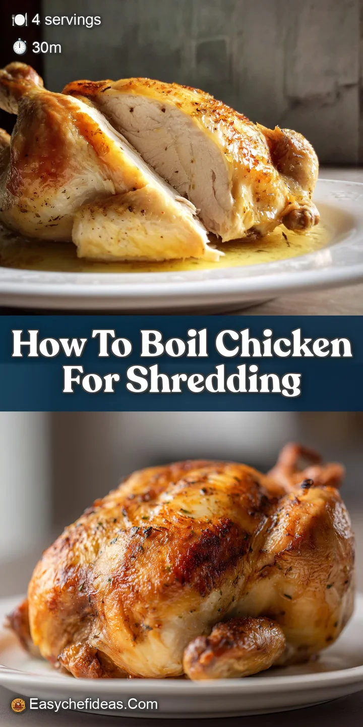 Close-up of perfectly shredded chicken, highlighting the delicate strands and moist, inviting appearance. Simple and delic...