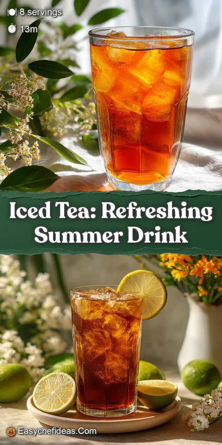 Close-up: golden iced tea swirling in a glass, ice cubes clinking. Bright lemon slice adds zest. An ice-cold drink beckons.