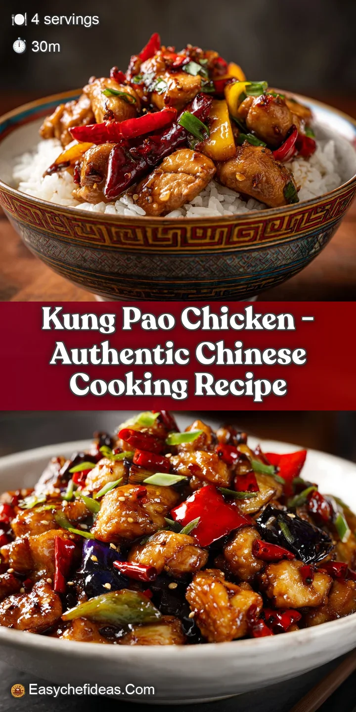 Close-up of tender chicken and crisp bell peppers coated in a glossy, deep red sauce with visible chili flakes.