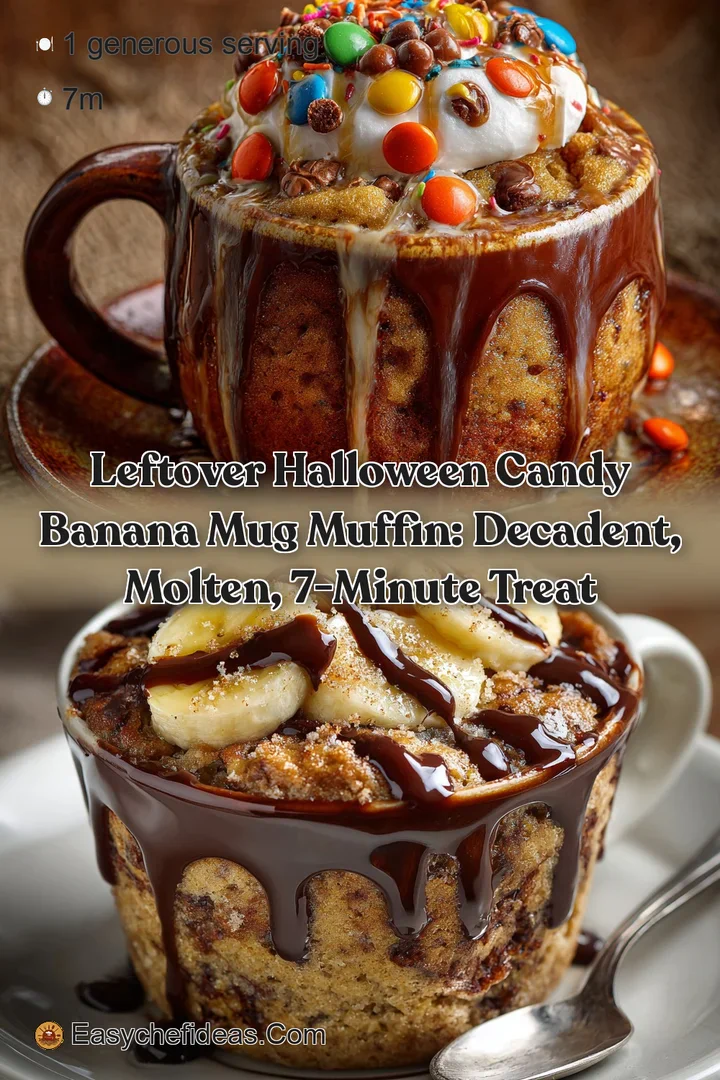 Leftover Halloween Candy Banana Mug Muffin: Decadent Molten 7-Minute Treat
