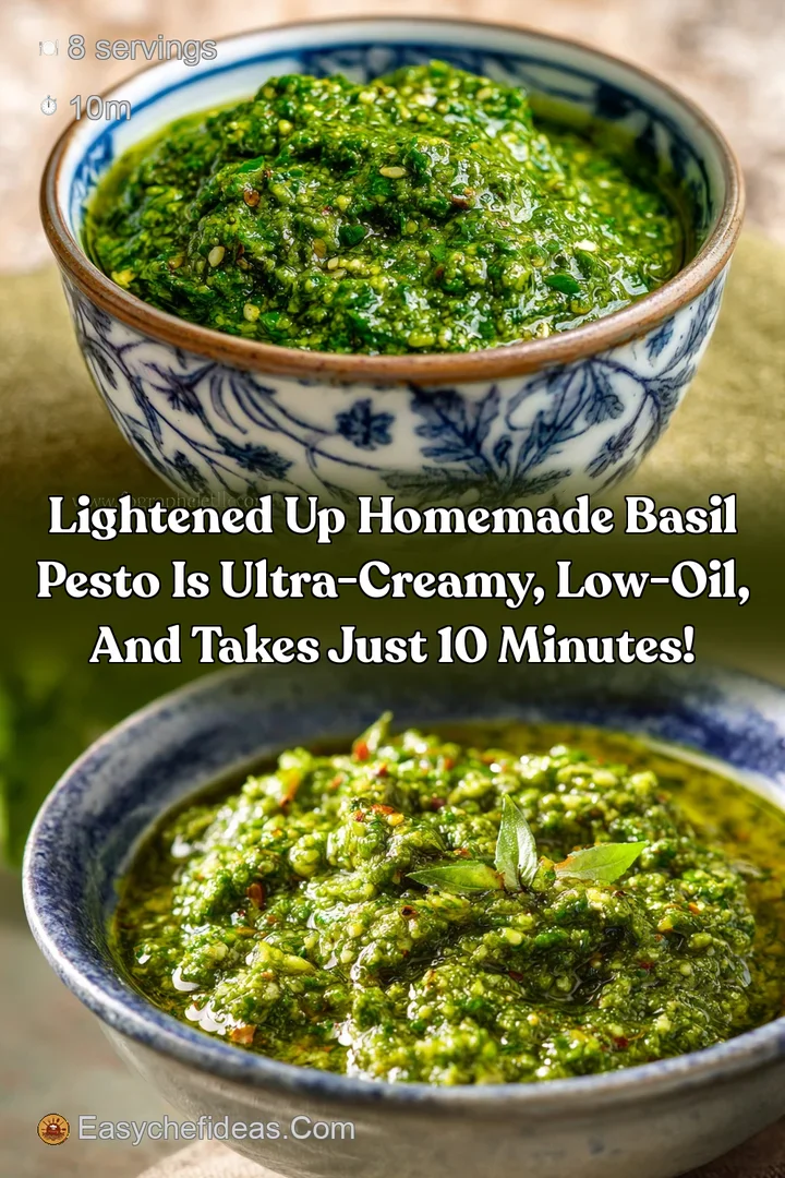 Lightened Up Homemade Basil Pesto is ultra-creamy low-oil and takes just 10 minutes!
