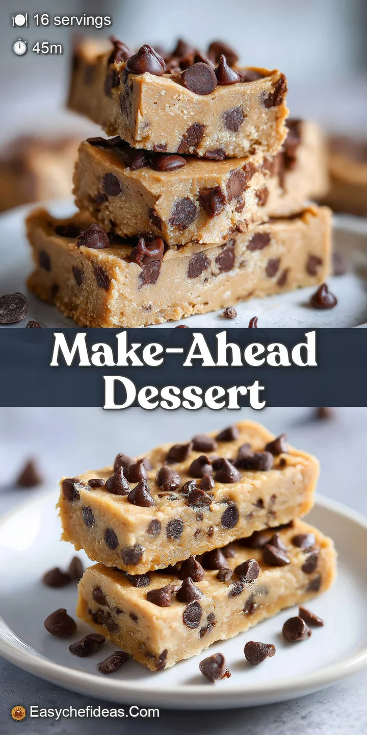 Up-close, a sweet cookie dough bar studded with dark chocolate chips highlights the textures of gooey dough and melted cho...