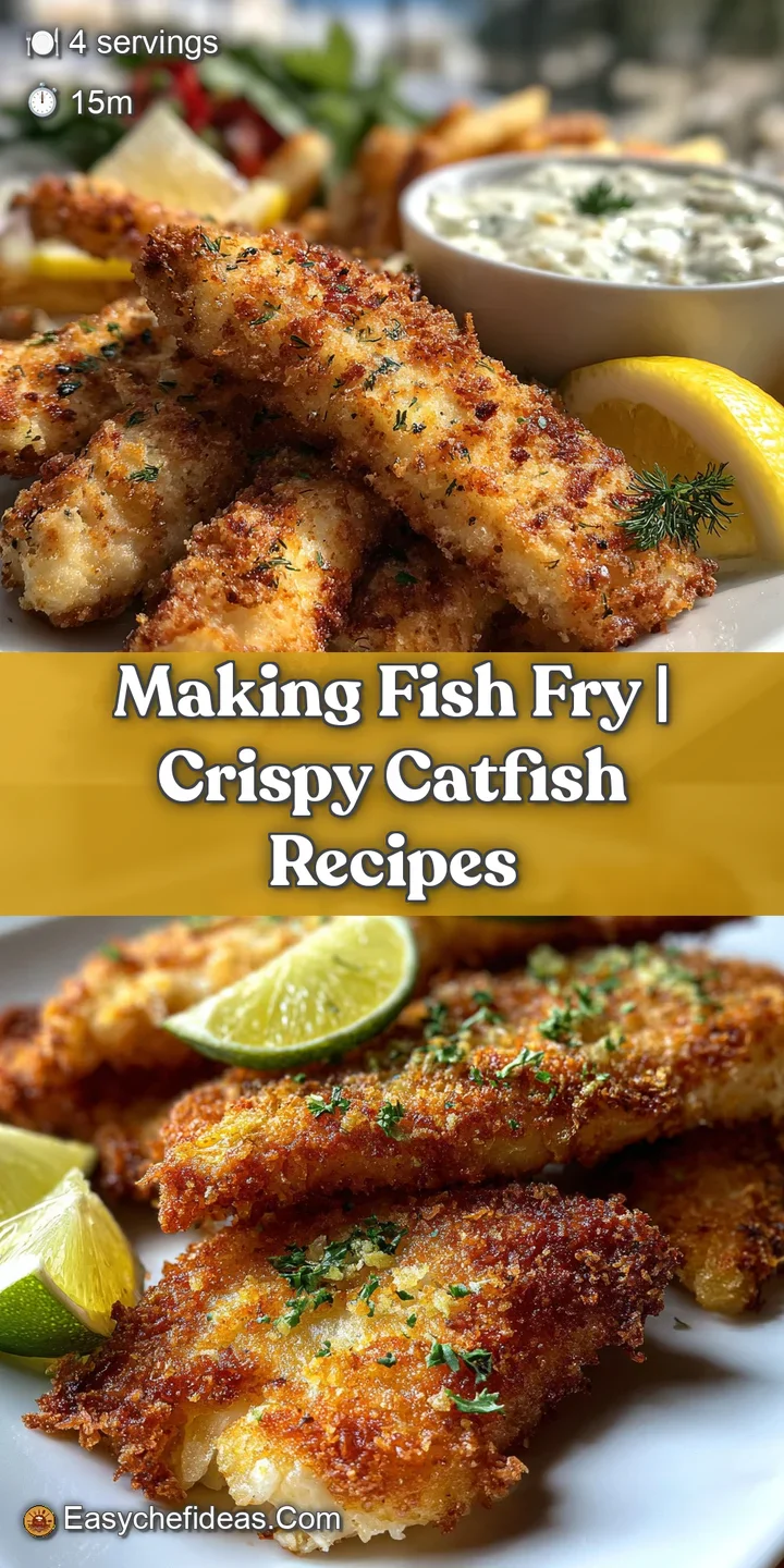 Close-up of golden fried fish; bubbly batter and seasonings visible. Hints of white, flaky fish peek from within its crust.