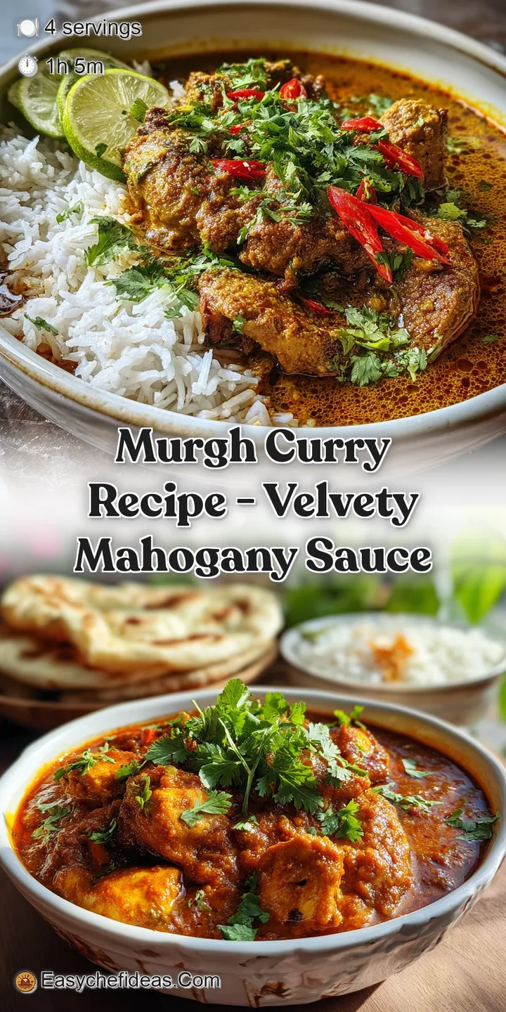 Close-up of chicken curry showing glistening, tender chicken. Velvety, spice-infused sauce clings to the chicken and herbs.