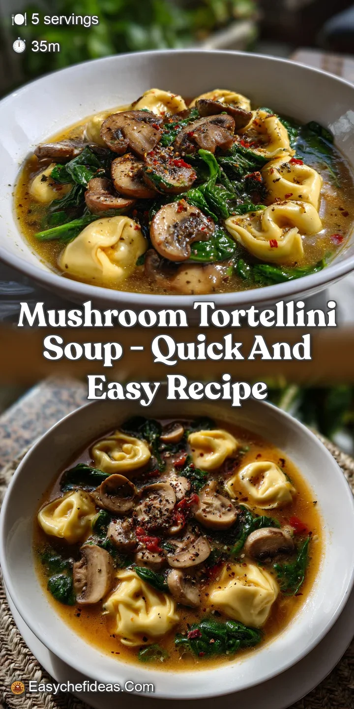 Mushroom Tortellini Soup - Quick and Easy Recipe