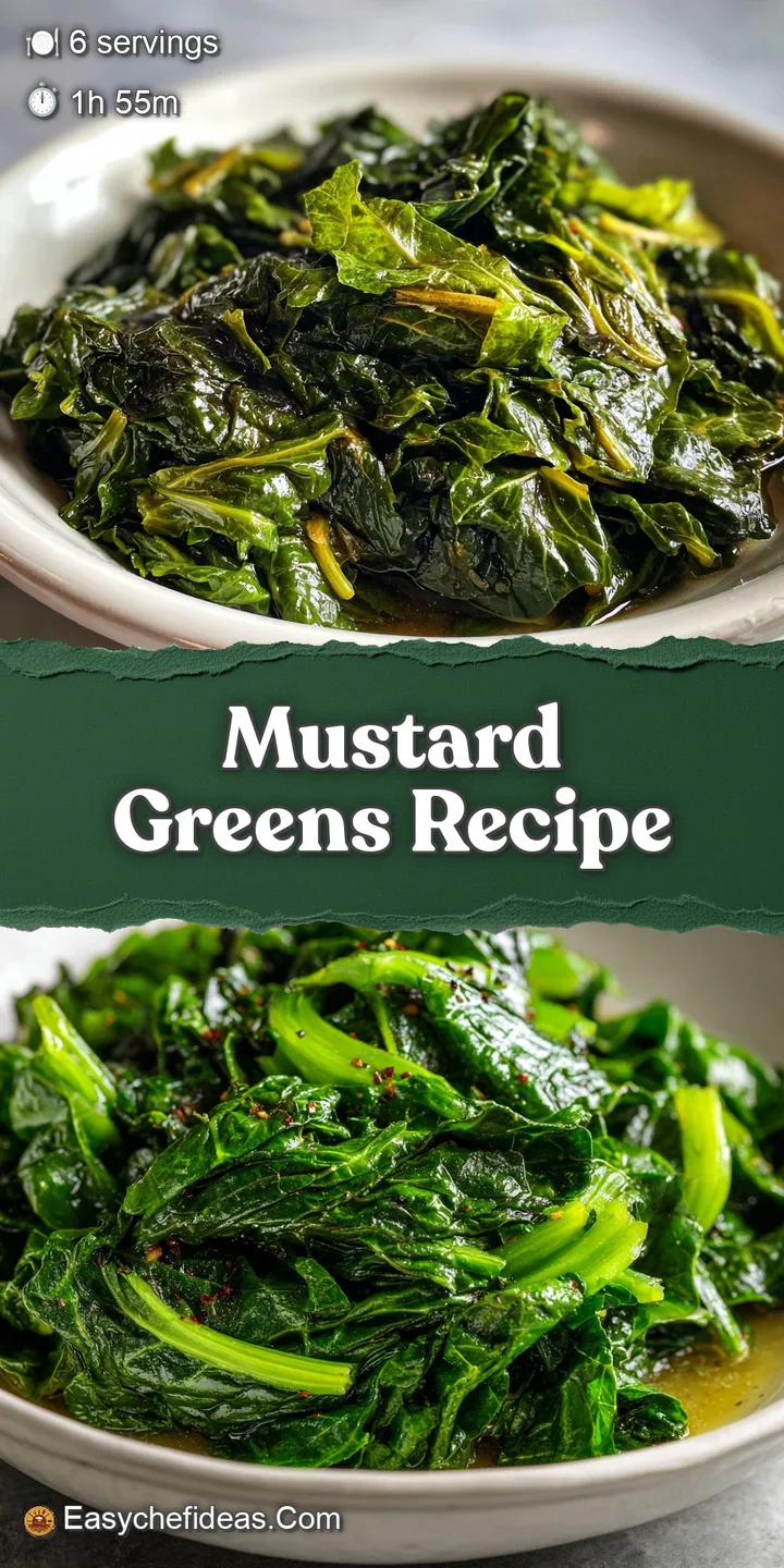 Close-up of braised greens: slightly wilted, glistening with savory braising liquid and interspersed with strands of smoke...