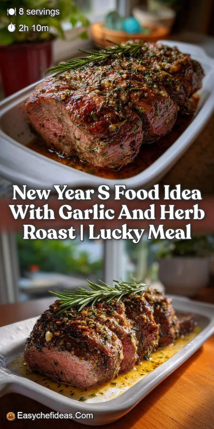 Close-up view of the succulent roast, showcasing a crispy, herb-crusted exterior and a juicy, tender interior. The aroma p...