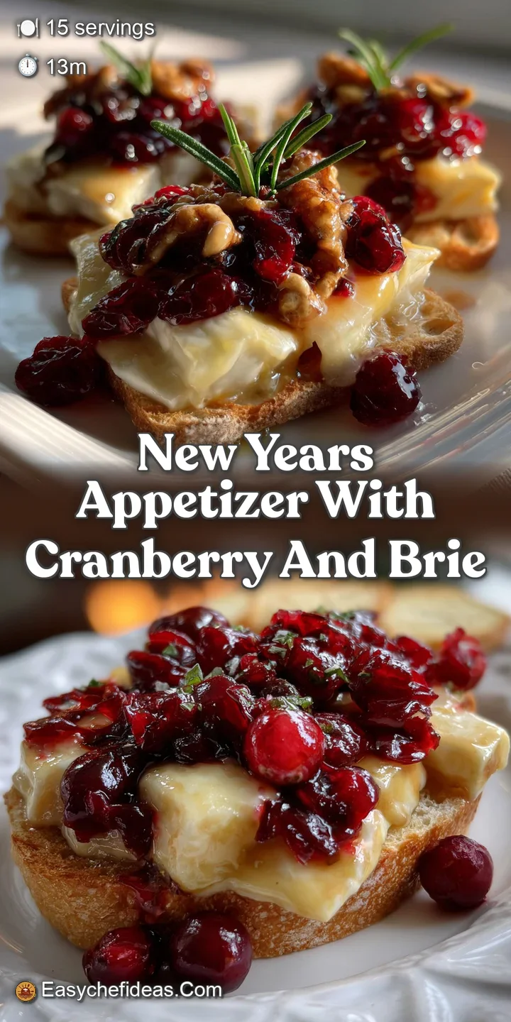 Close-up view of bubbling brie, showcasing the gooey, melted texture. Sweet-tart cranberry compote adds a pop of color and...