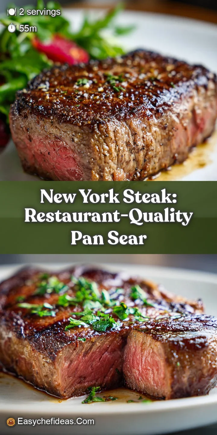Close-up reveals a juicy, thick-cut steak with a crisp, deeply browned exterior and a tender, vibrant red interior. Delici...