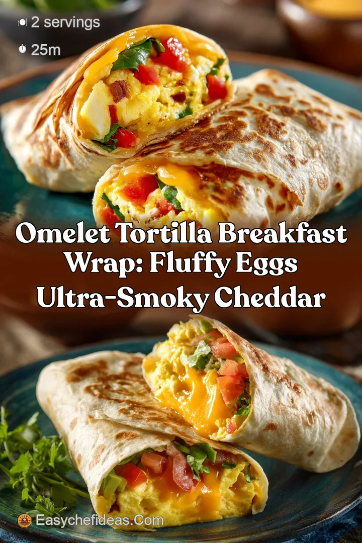 Omelet Tortilla Breakfast Wrap: Fluffy Eggs Ultra-Smoky Cheddar