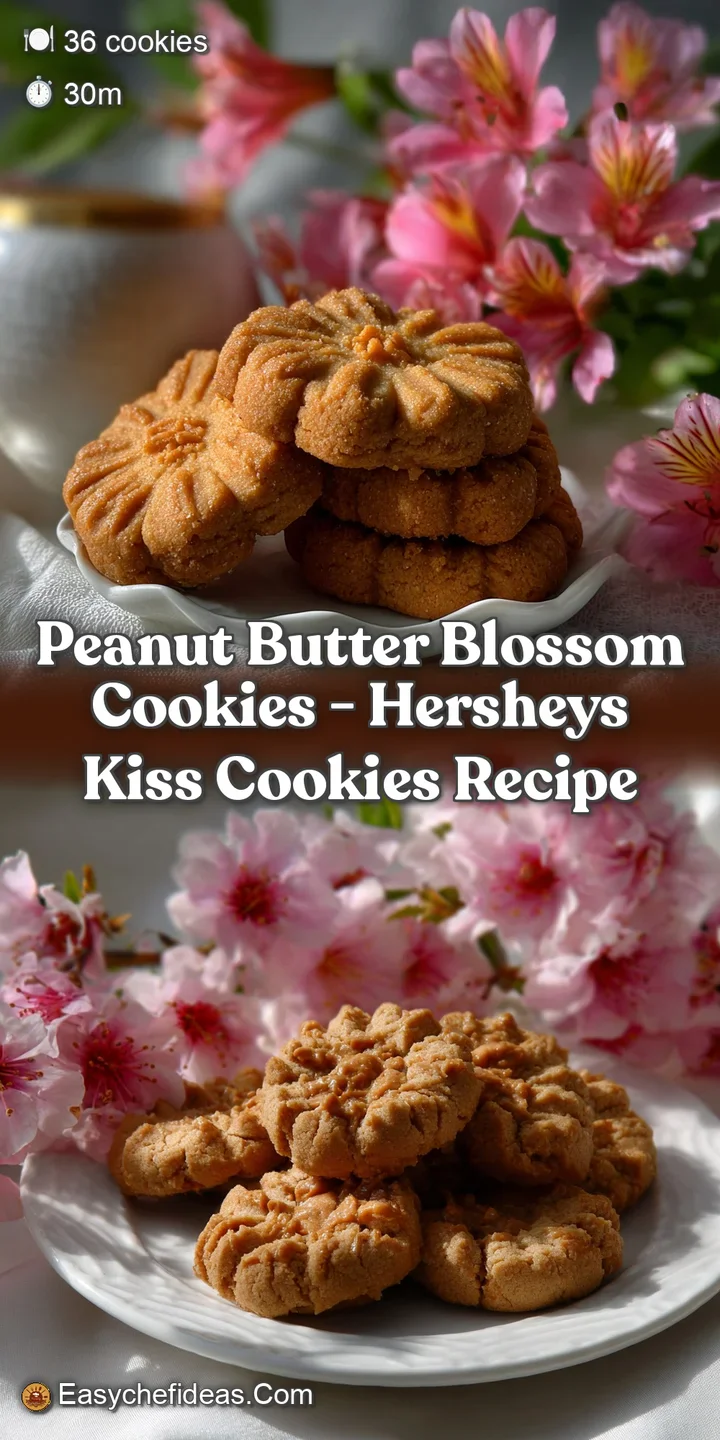 Close-up of a peanut butter cookie revealing a soft, crumbly texture, topped with a rich, dark chocolate kiss, capturing d...