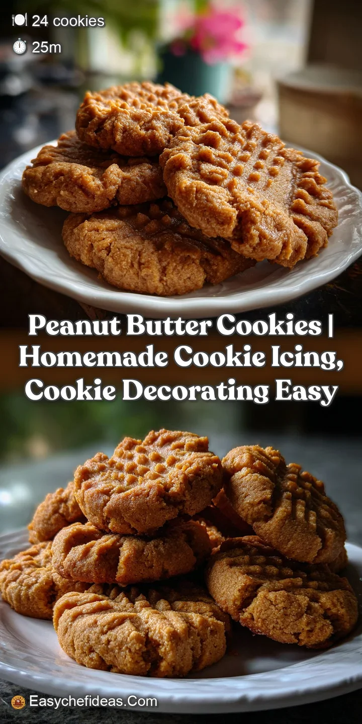 Close-up of a peanut butter cookie revealing a soft, chewy interior with visible peanut pieces. The golden hue and a sprin...