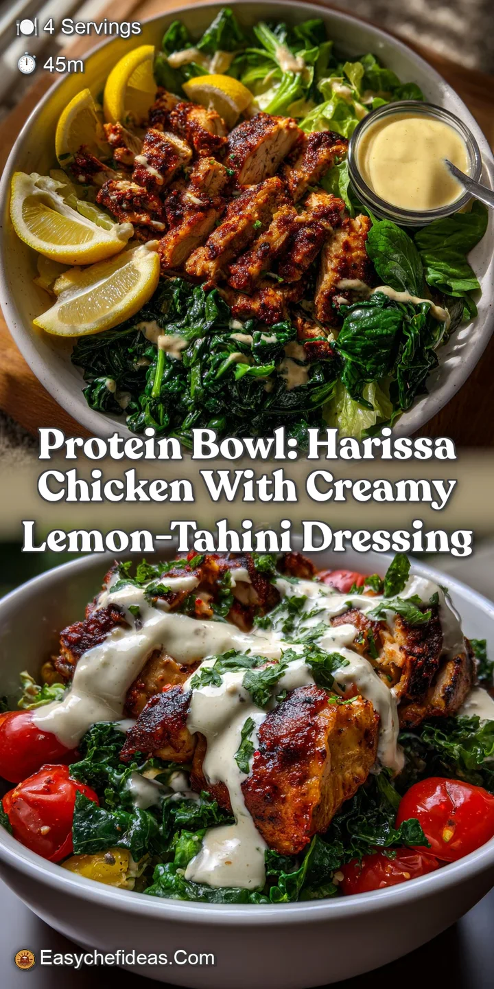 Protein Bowl: Harissa Chicken with Creamy Lemon-Tahini Dressing