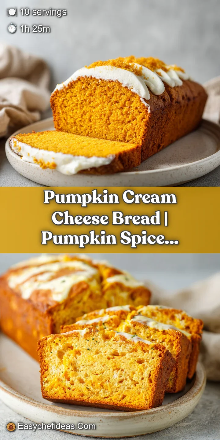 Close-up of tender pumpkin bread with creamy, silken cream cheese swirls baked throughout.