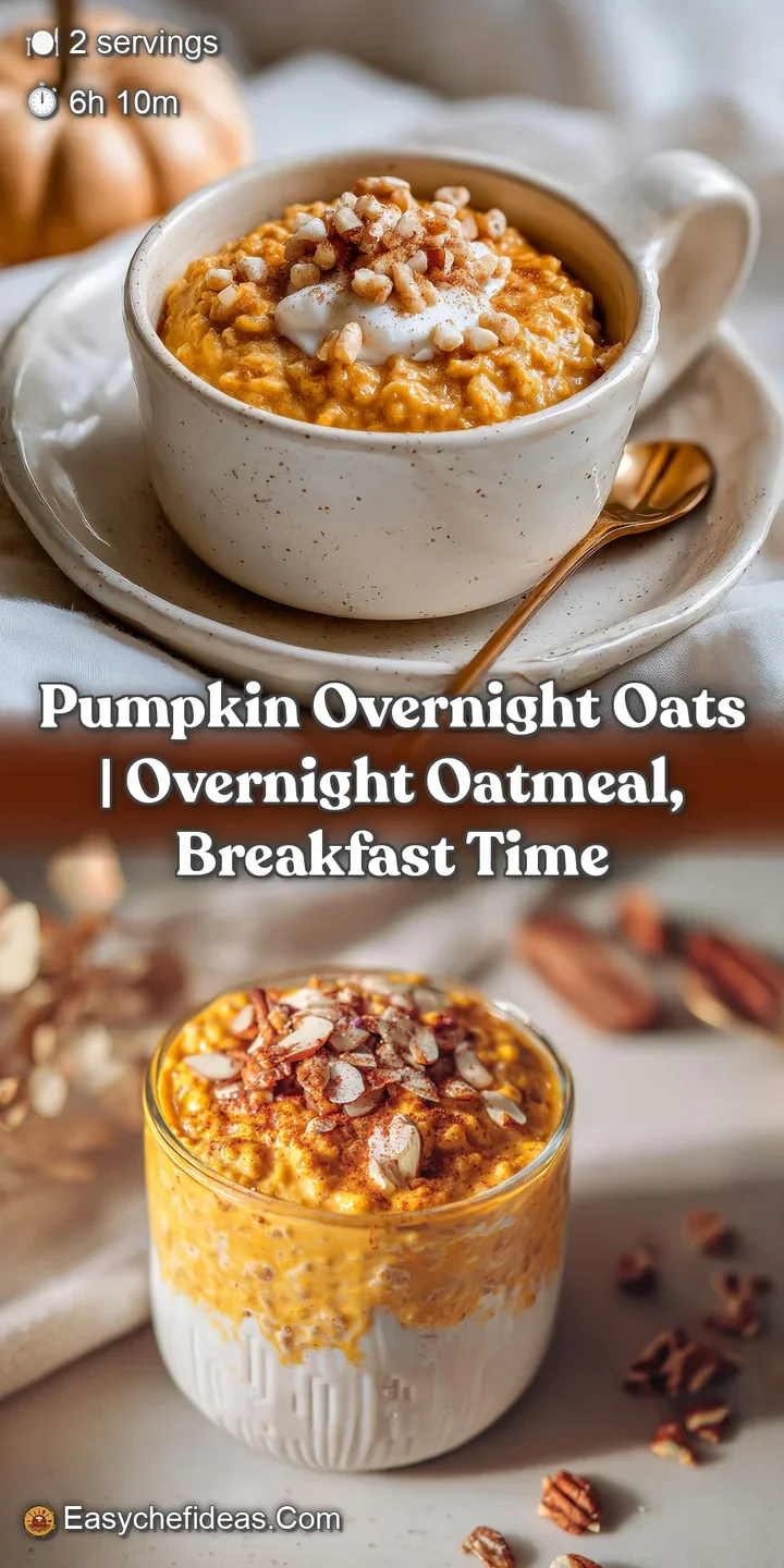 Close-up shot of pumpkin overnight oats revealing a velvety texture. Hints of cinnamon and nutmeg in a richly hued, inviti...