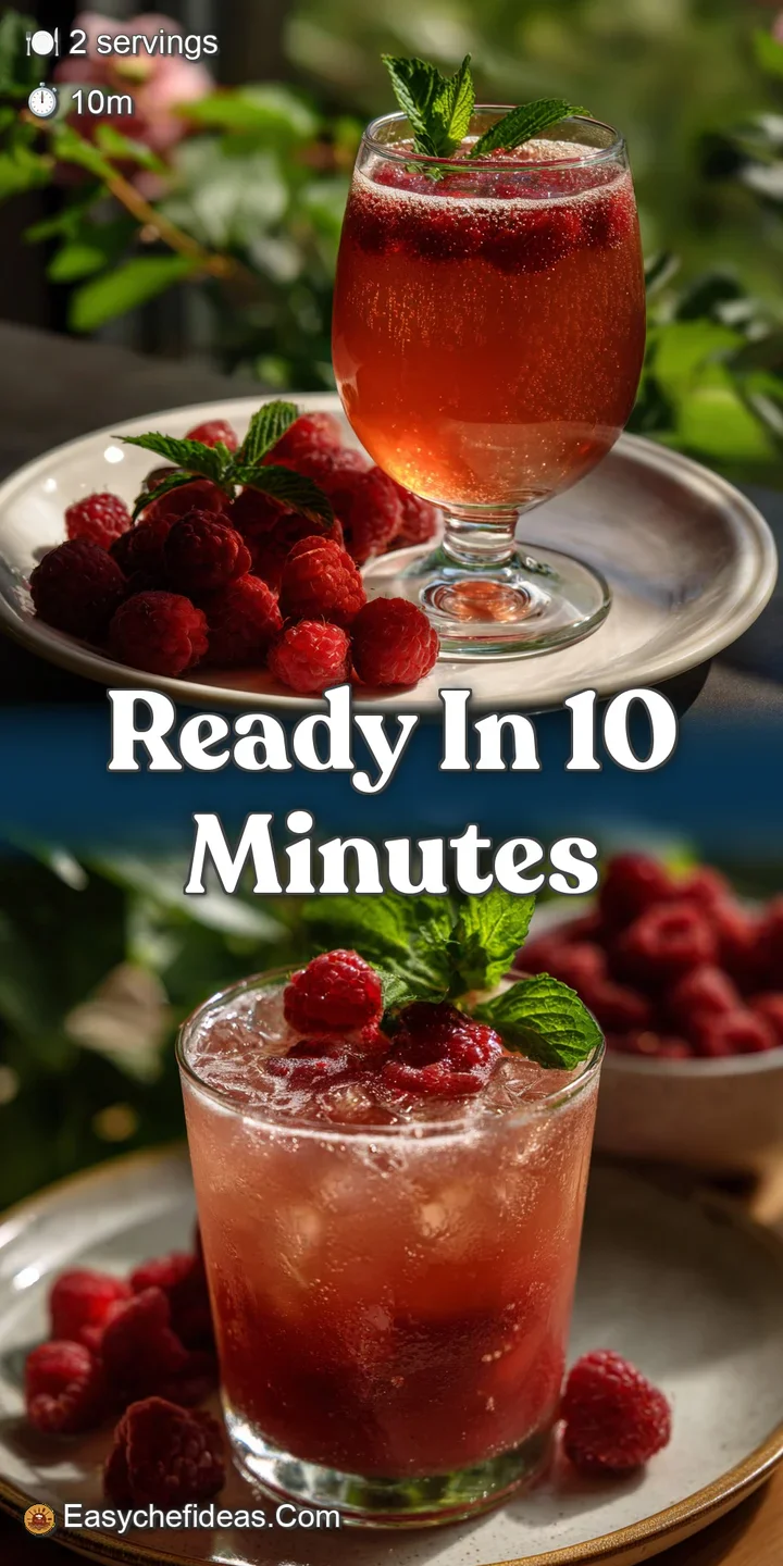 Close-up of a refreshing pink raspberry mocktail. Condensation droplets cling to the glass, hinting at its icy coolness. F...