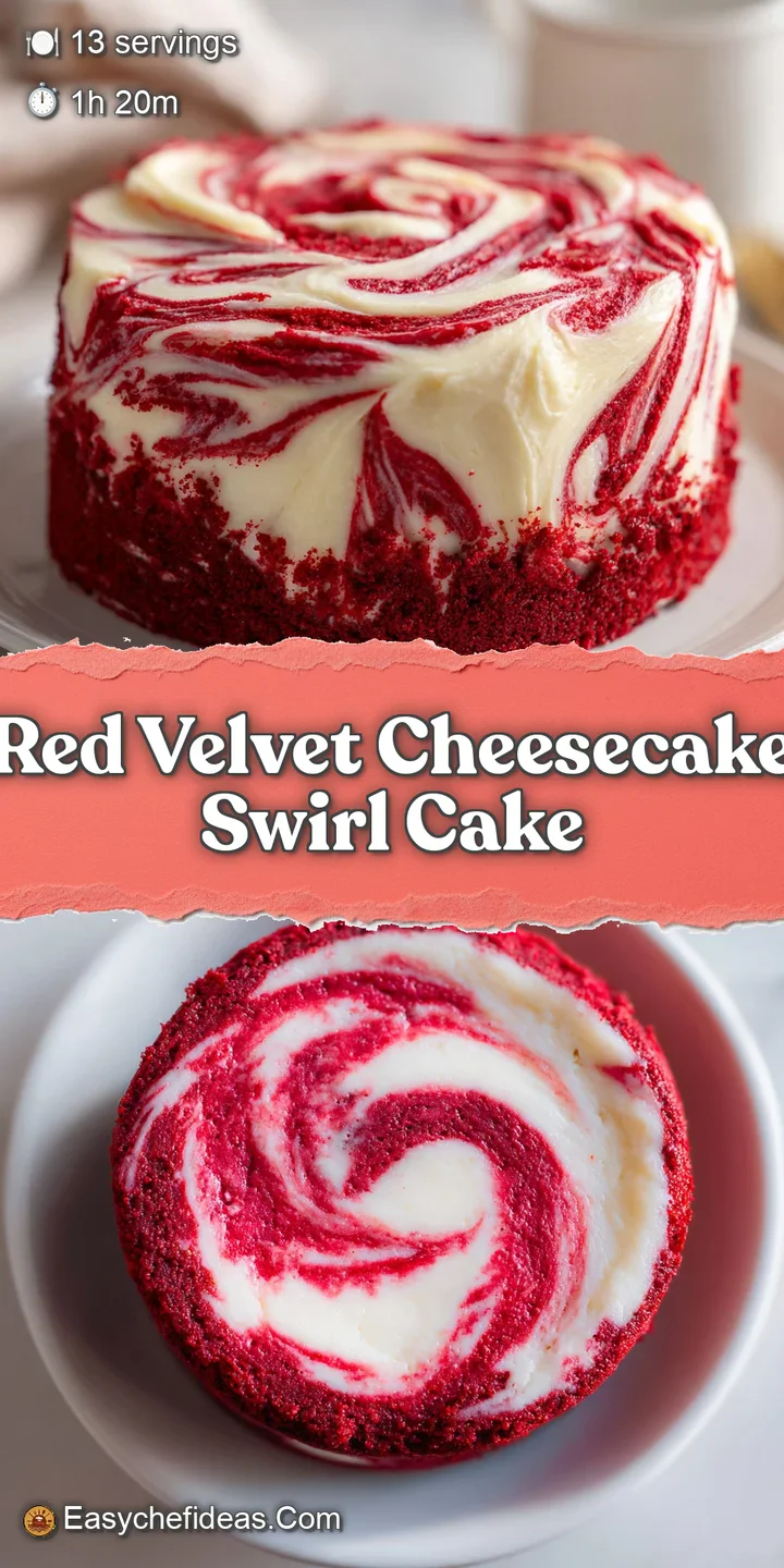 Close-up showcases the creamy cheesecake veins and vibrant red hue of the cake, promising a rich and flavorful treat.