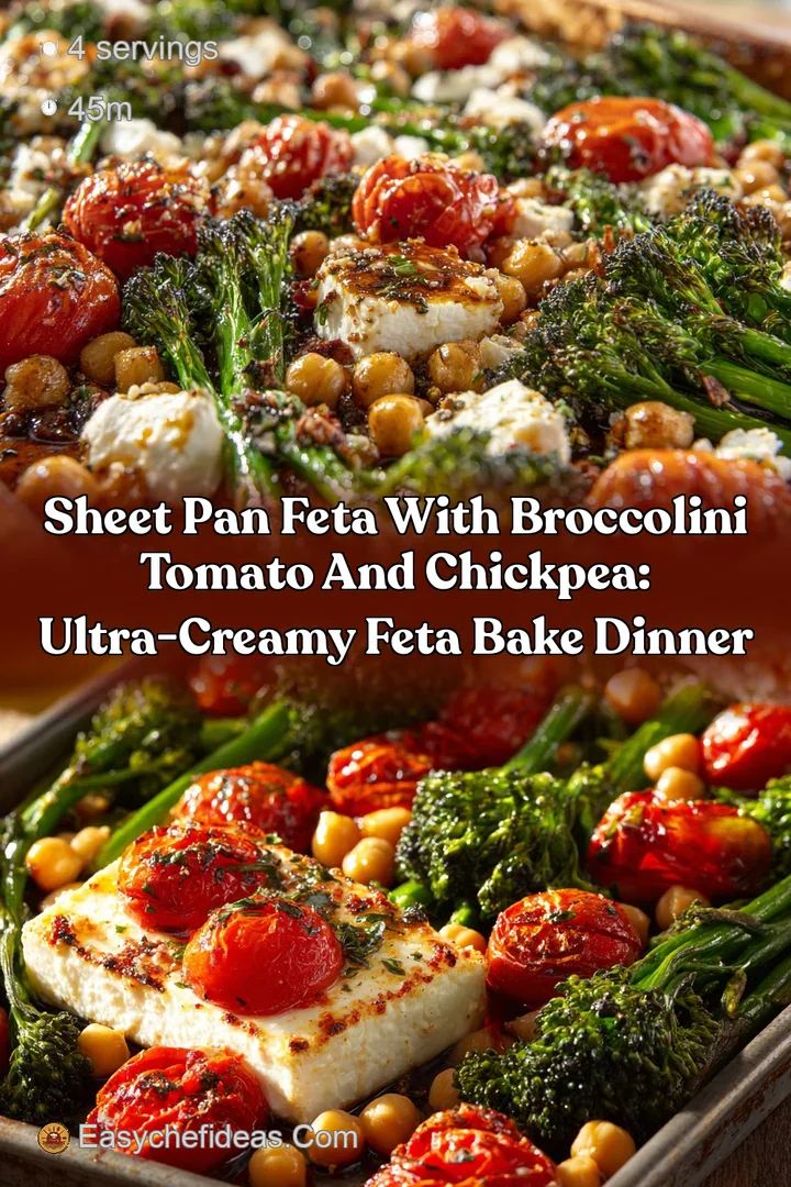 Sheet Pan Feta with Broccolini Tomato and Chickpea: Ultra-Creamy Feta Bake Dinner