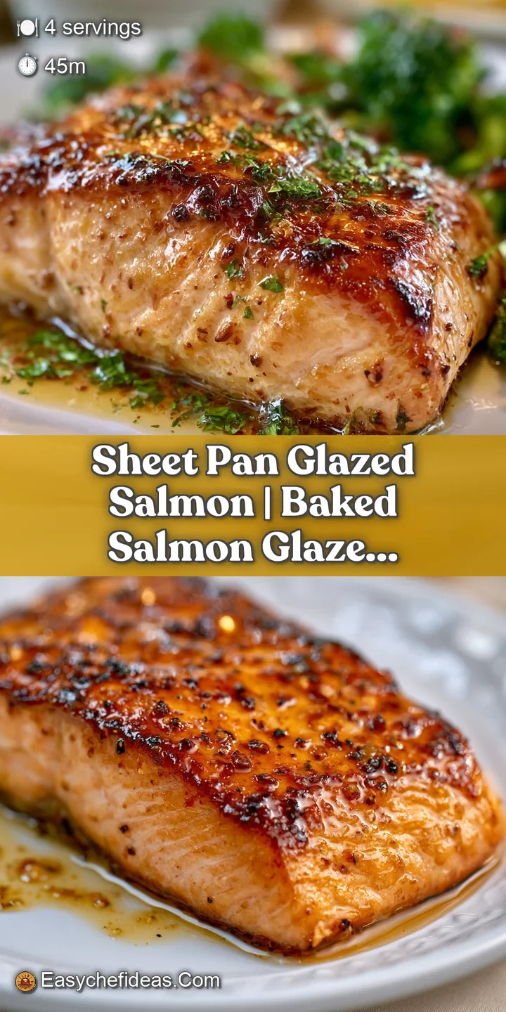 Close-up of a glistening, amber-colored glaze over flaky pink salmon with charred edges and a succulent texture.