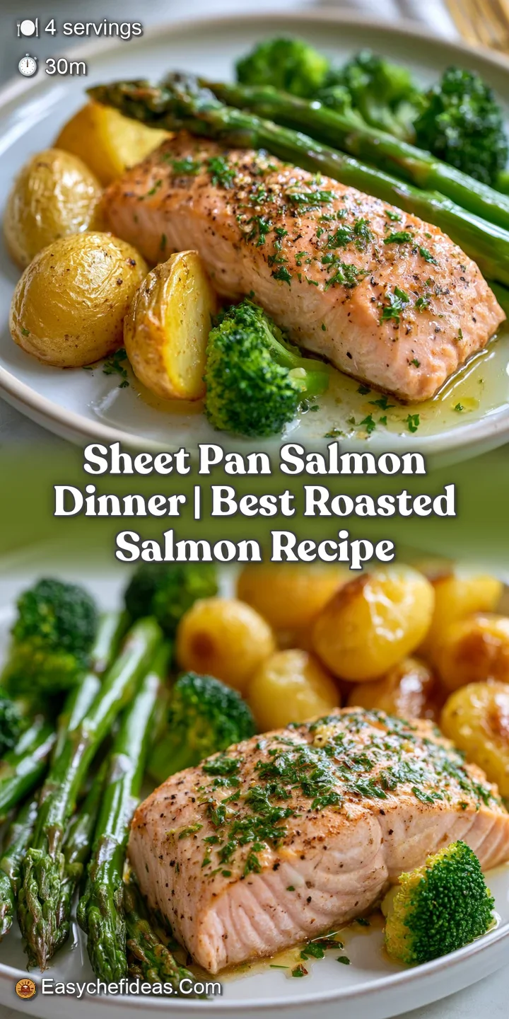 Close-up of glistening, flaky salmon with charred edges beside crispy, herb-roasted baby potatoes and a lemon wedge.