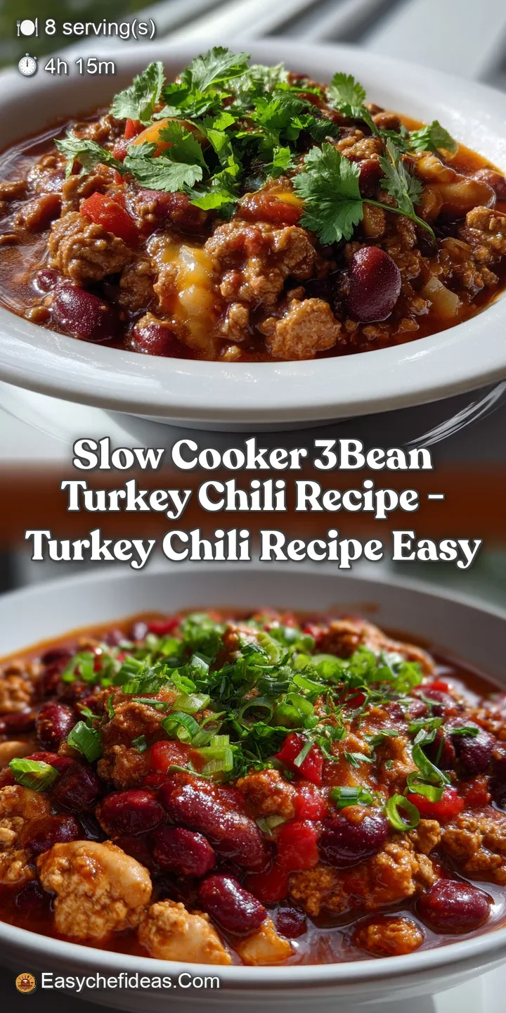Slow Cooker 3Bean Turkey Chili Recipe - Turkey Chili Recipe Easy