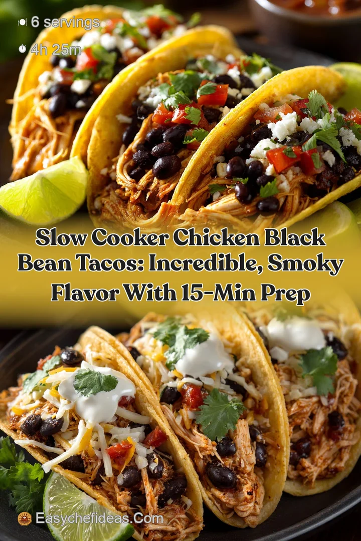 Slow Cooker Chicken Black Bean Tacos: Incredible Smoky Flavor with 15-Min Prep