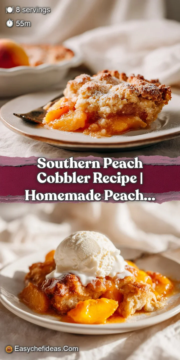 Juicy, baked peaches nestled under a tender, golden-brown biscuit topping, a comforting dessert close-up.