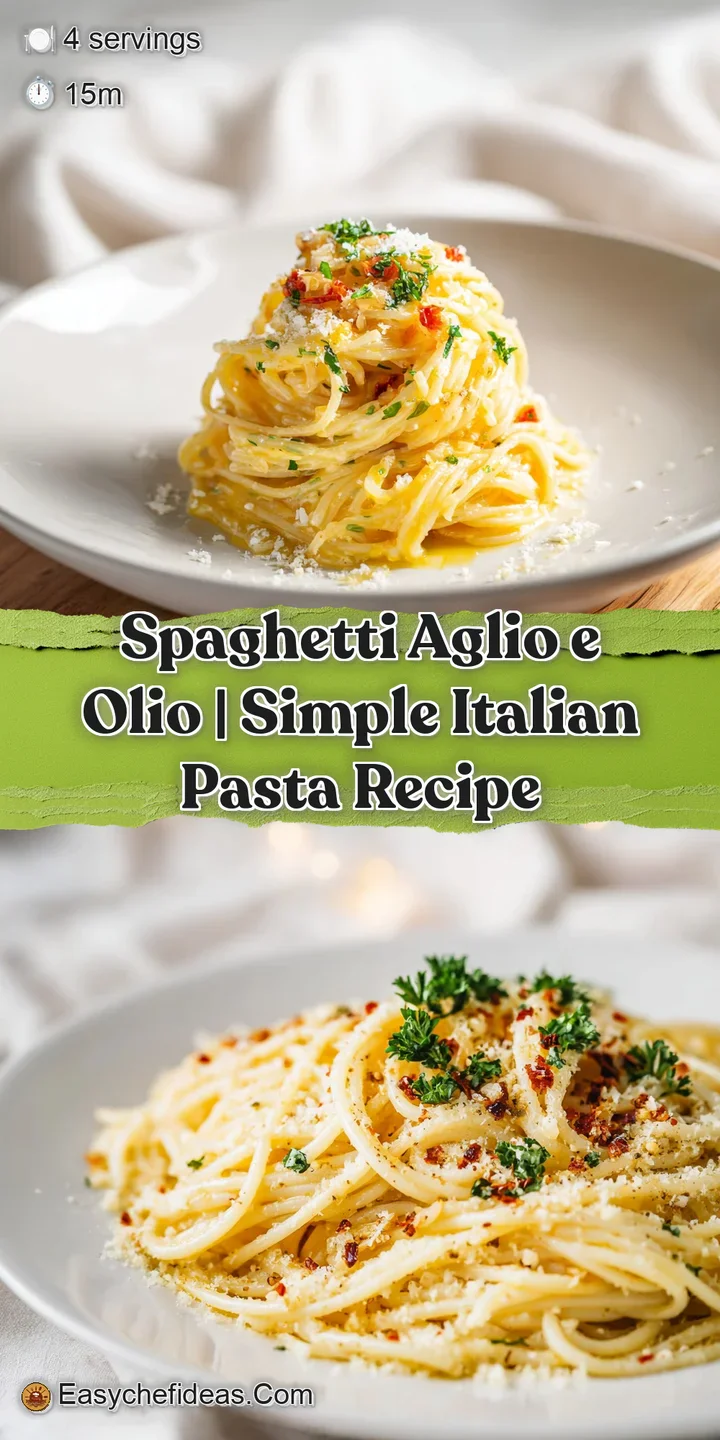 Close-up of delicate strands of spaghetti, coated in fragrant garlic-infused olive oil and flecked with red chili.