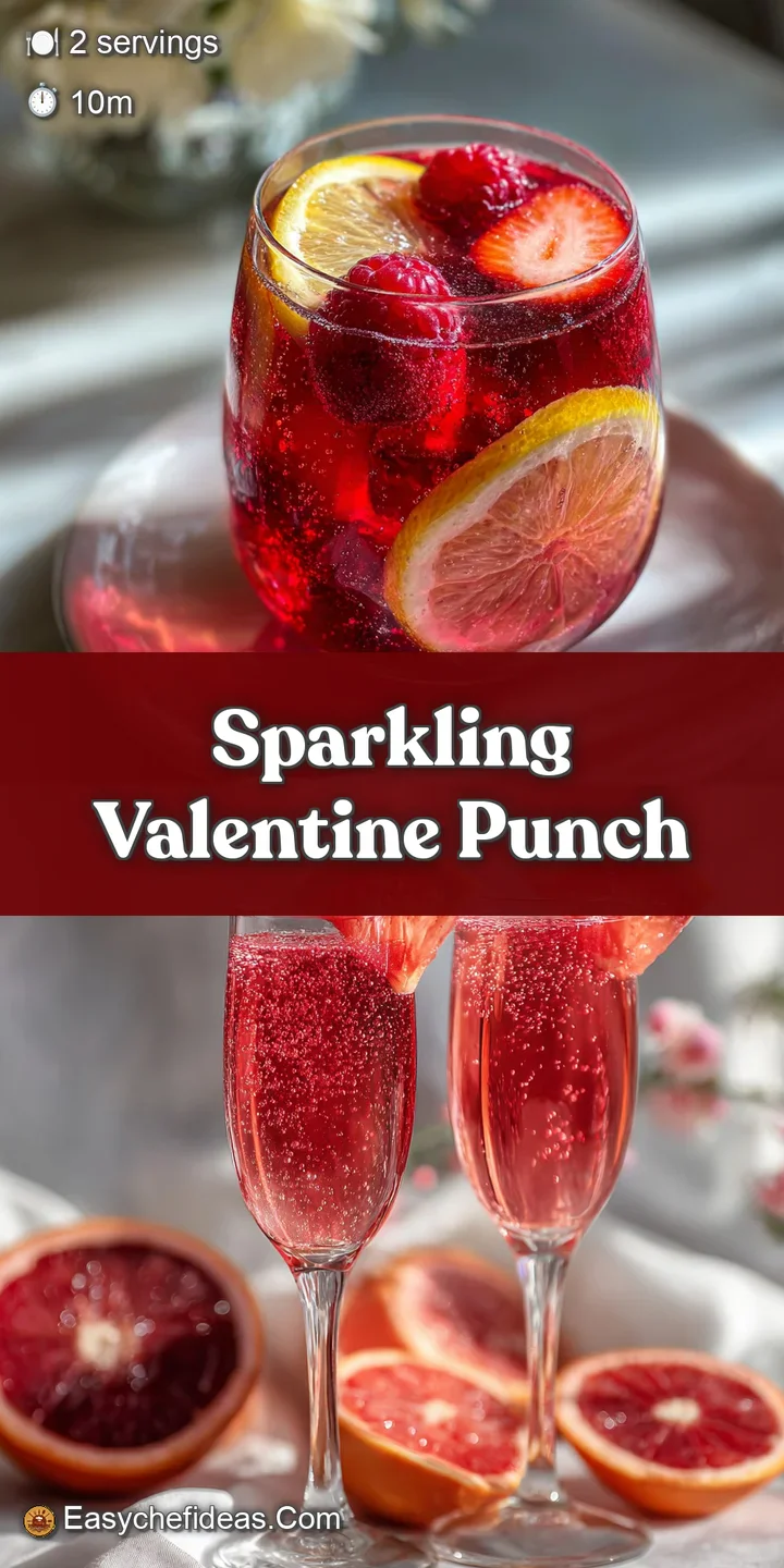 Close-up of effervescent ruby punch with delicate bubbles and sugared raspberries floating in the glass, refreshing.