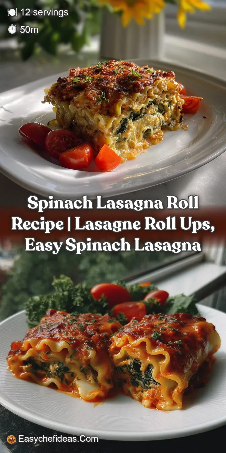 Close-up of a lasagna roll slice revealing a medley of textures: creamy cheese, vibrant green spinach, and the rich, red t...