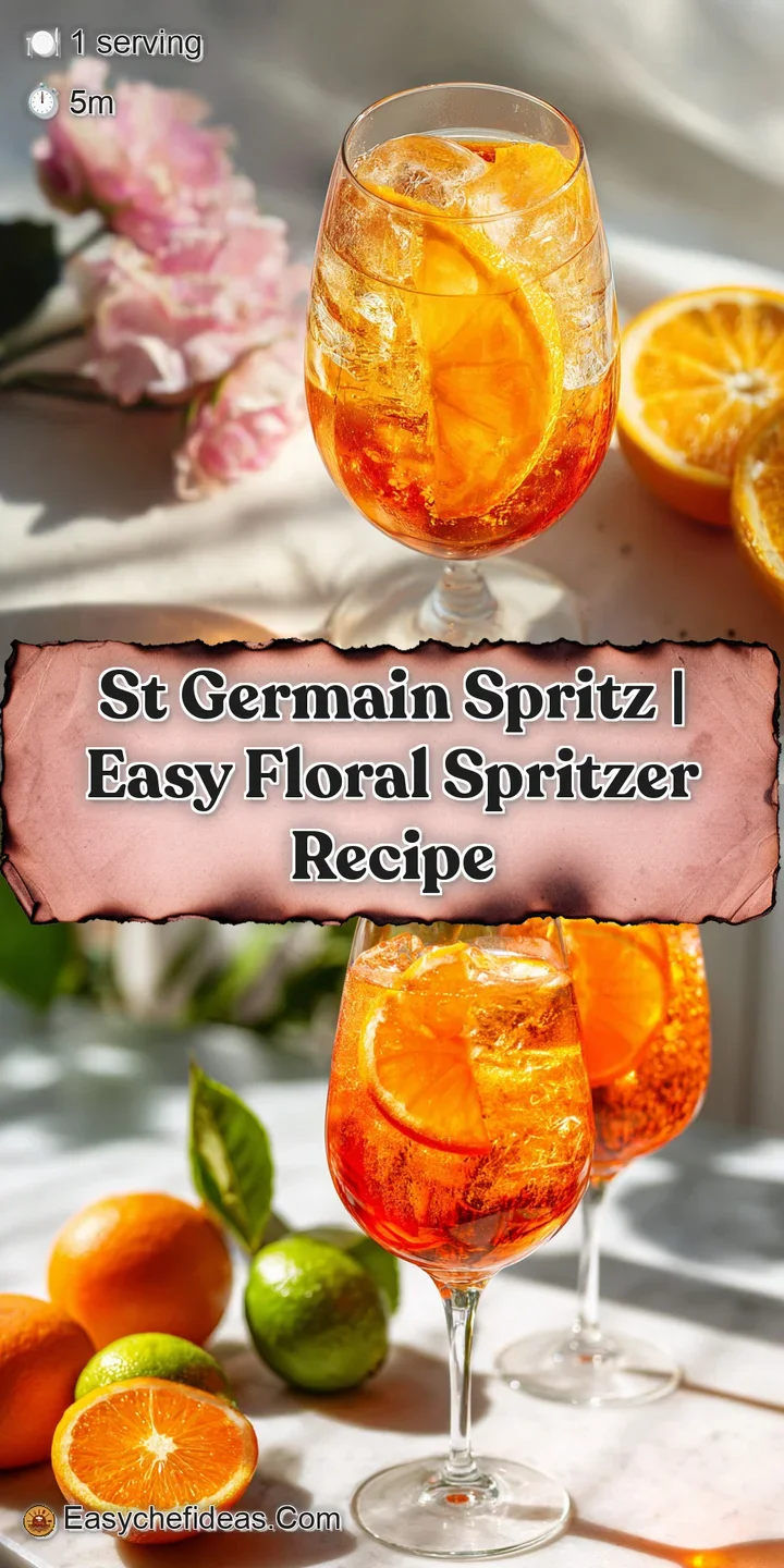 Close-up of a refreshing St. Germain spritz: condensation on the glass, fizzy bubbles rising, and a bright lemon twist vis...