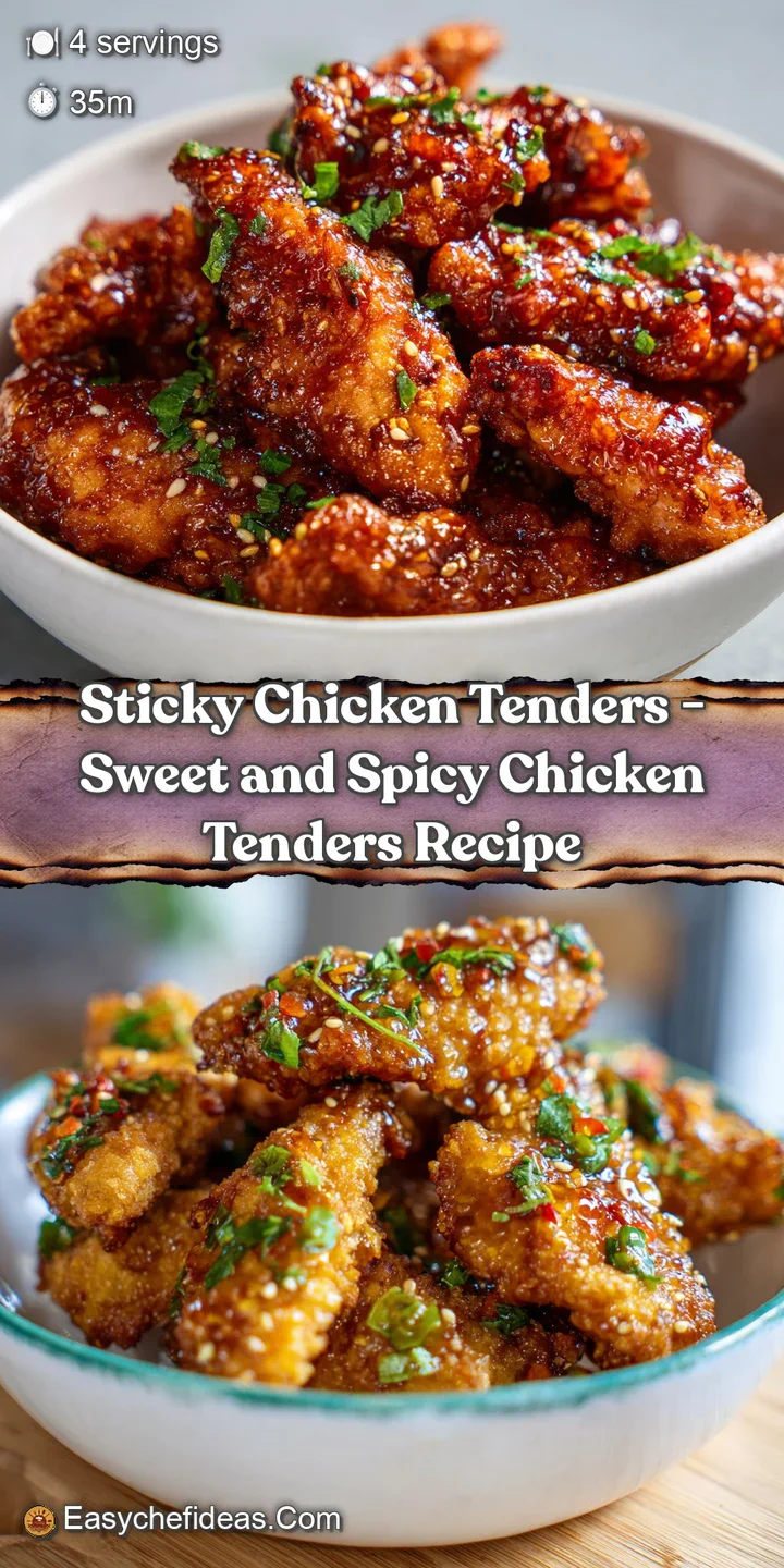 Close-up of a single, perfectly crisp chicken tender, coated in a deep amber, sticky sauce, with slight char marks.