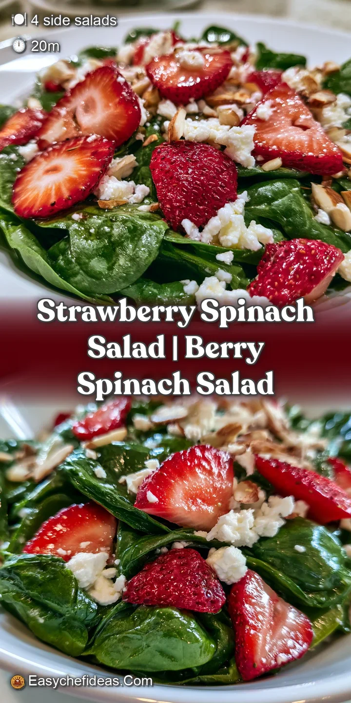 Close-up of a juicy strawberry slice resting on a crisp spinach leaf, drizzled with a shimmering poppyseed dressing.