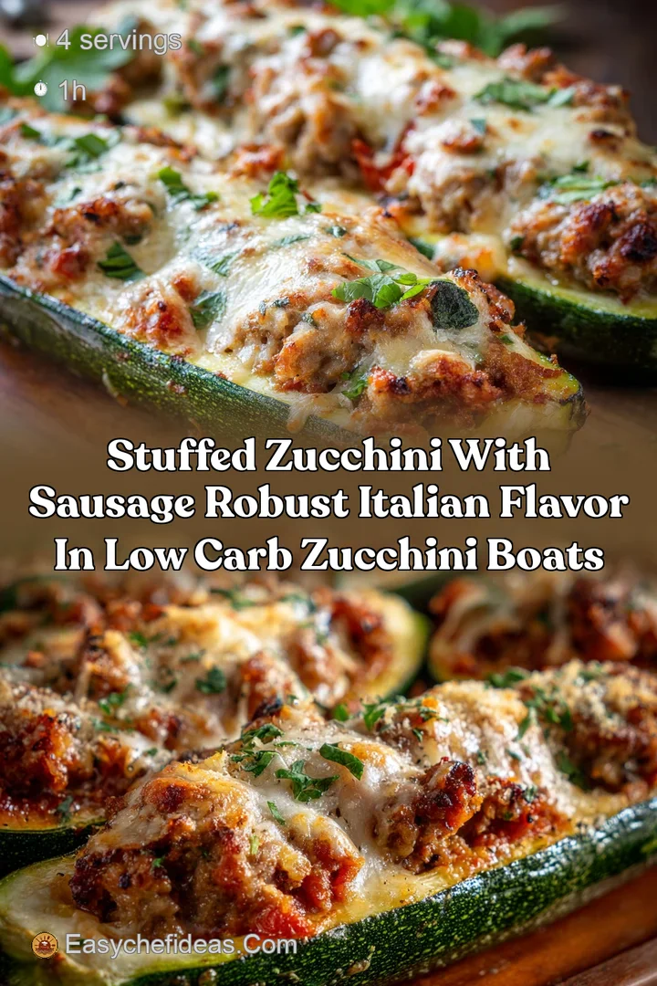 Stuffed Zucchini with Sausage Robust Italian Flavor in Low Carb Zucchini Boats