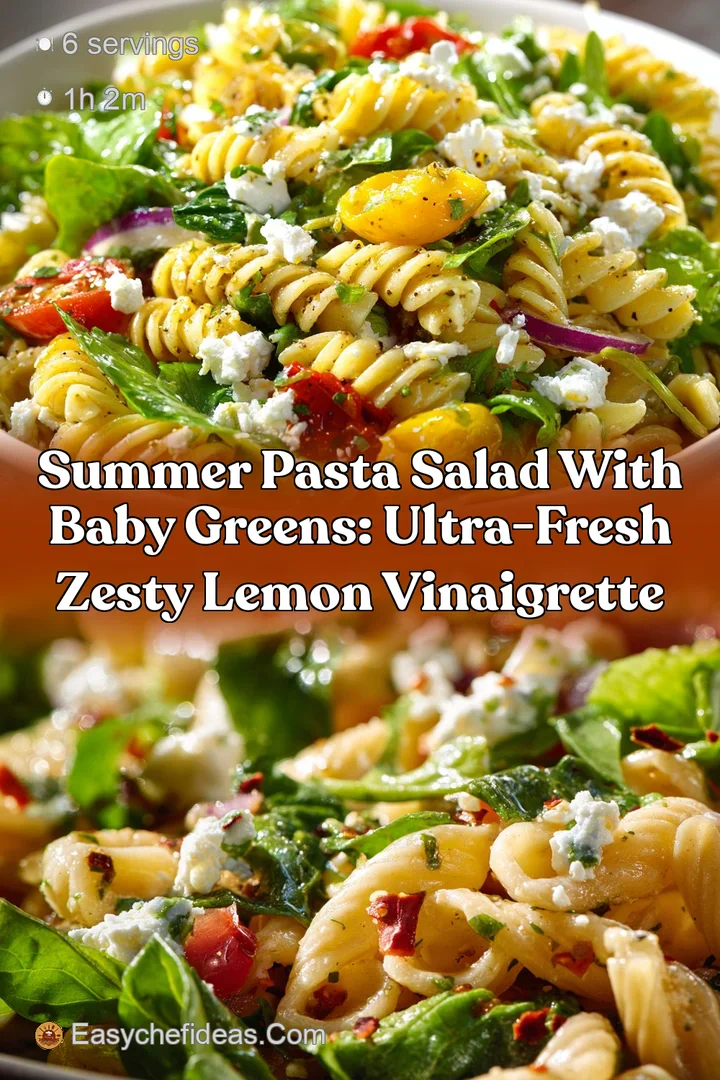 Summer Pasta Salad with Baby Greens: Ultra-Fresh Zesty Lemon Vinaigrette