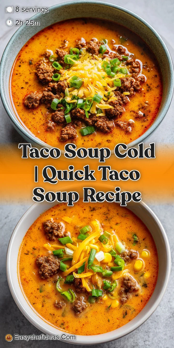 Close-up of seasoned ground beef and yellow corn in a chilled savory broth topped with fresh green cilantro.